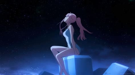 Zero Two Watching Stars Night Sky Darling In The Franxx Live Wallpaper - MoeWalls