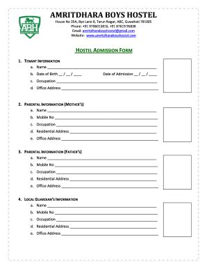 Boys Hostel Form - Fill Online, Printable, Fillable, Blank | pdfFiller