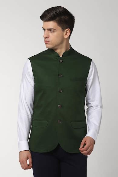 Buy Men Green Textured Nehru Jacket Online - 379489 | Peter England