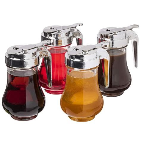 Syrup Dispensers 4-pack, 6.75oz (200mL) - Glass Bottle No-Drip Pourers ...
