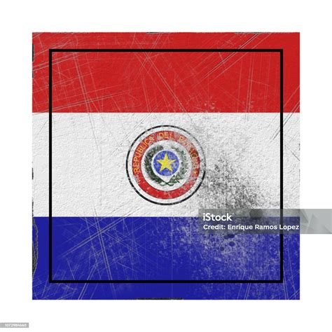Republic Of Paraguay Flag In Concrete Square Stock Photo - Download ...