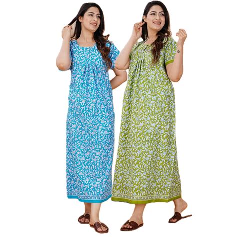 Buy Maya print Women's Pure Cotton Regular Nighty Rajasthani Nighty ...