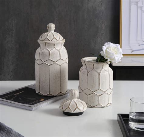 Buy Modern Home White Ceramic vase White Relief Retro Ceramic vase ...