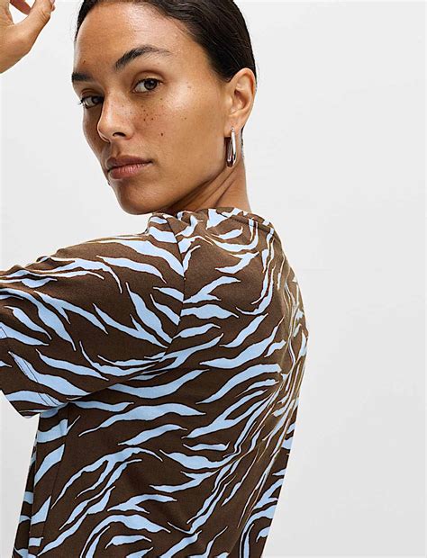 Buy Pure Cotton Animal Print Midi T-Shirt Dress at Marks & Spencer