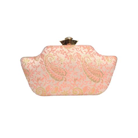 Peach Leaf Embroidered Clutch – Artklim