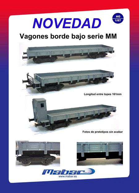 Novedad - Mabar , vagones de mercancías de borde bajo serie MM . Escala H0