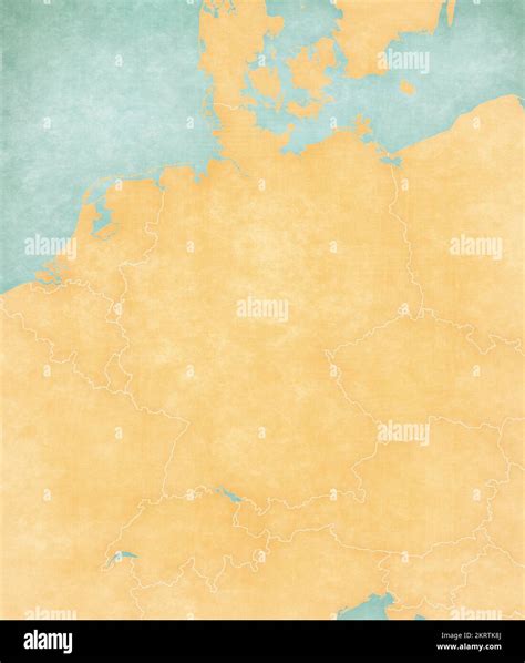 Blank map of Germany in soft grunge and vintage style, like old paper with watercolor painting ...