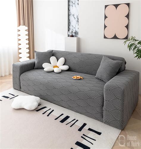 Universal Jacquard Leaf Texture Fabric Sofa Cover(Charcoal) – House of ...