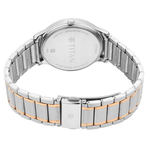 Buy Online Titan Quartz Analog with Day and Date Black Dial Metal Strap ...