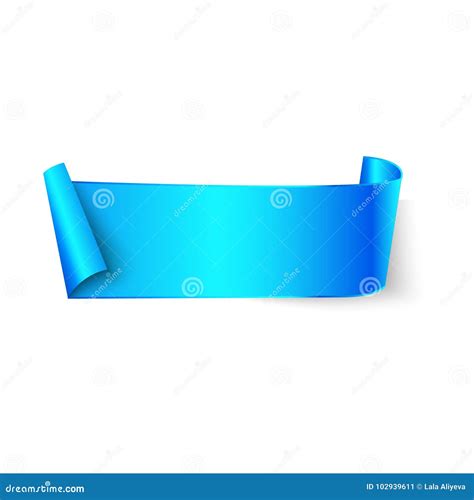 Blue Blank Paper Curved Ribbon Banner with Paper Rolls Isolated on ...