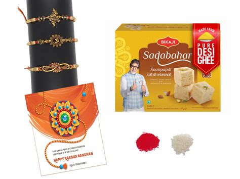 Relic Trademart, Dancing Ganesha - Om Rakhi Set of 3 with Sweetness of ...
