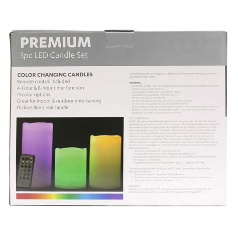 3-Piece Flameless LED White Candles with Remote, 4"