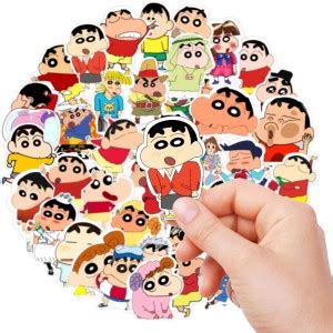 Rousrie 5.08 cm Pack of 50, Non duplicate, cute shinchan stickers for ...