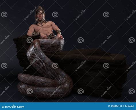 3D Render : a Human-snake Hybrid Male Creature, Half Snake Half Human ...