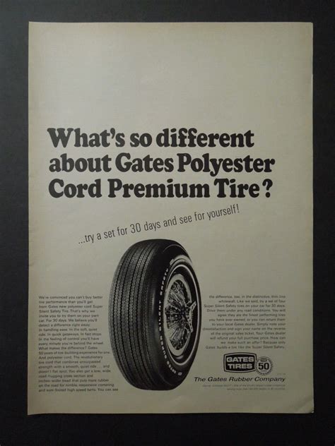 1967 THE GATES RUBBER COMPANY Magazine Ad - Gates Tires | eBay