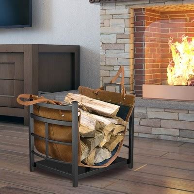 Panacea Products Panacea Mission Log Bin with Synthetic Leather, Wood ...