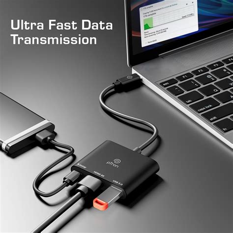 pTron Nexo 3 in 1 Type C to HDMI Adapter, Multiport USB C Hub with 4K ...