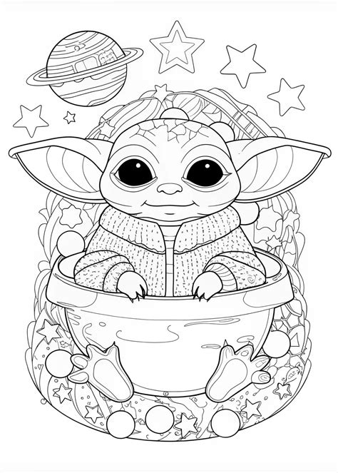 Baby Yoda Coloring Page