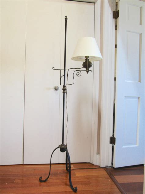 Early 1900s Vintage Colonial Style Wrought Iron Tripod Scrollwork Floor ...
