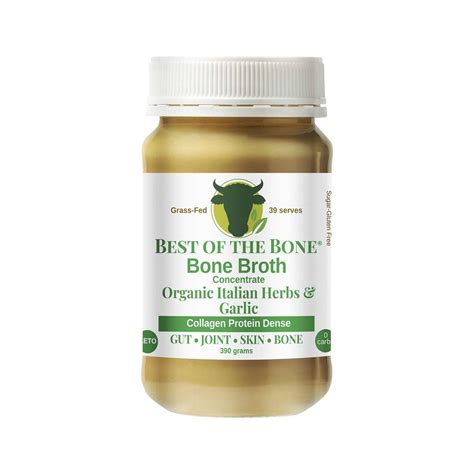 Best of the Bone Bone Broth Beef Concentrate Organic Italian Herbs and Garlic 390g - The Healthy ...