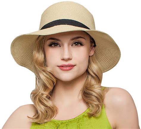 Janrely Women Floppy Sun Beach Straw Hats Wide Brim Packable Summer Cap ...
