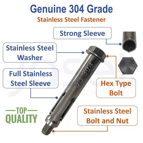 Stainless Steel Anchor Fastener – 304 Grade Rust Proof – Expansion Typ ...