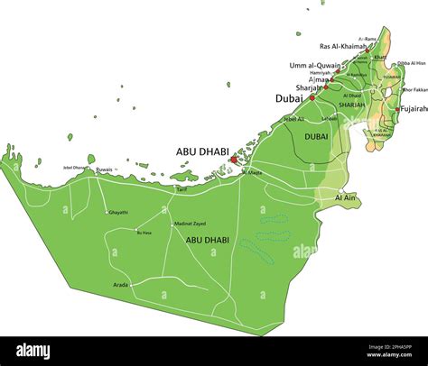 High detailed United Arab Emirates physical map with labeling Stock Vector Image & Art - Alamy