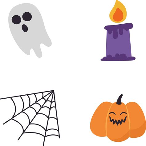 Happy Halloween Vector Icon Set. Consisting of Bat, Cat, Coffin, Ghost ...
