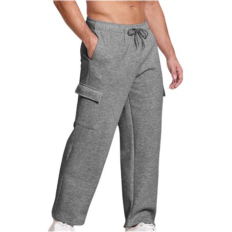 Wide Leg Sweatpants for Men Casual Fleece Lined Drawstring Cargo Pants ...