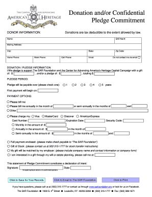 Download CAAH Donation & Pledge Form - SAR Foundation - Fill and Sign ...