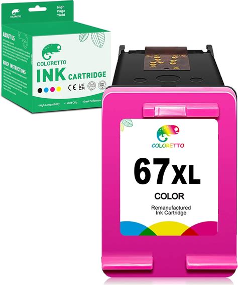 Amazon.com: COLORETTO 67XL Ink Cartridges for HP Deskjet 2855e 2852e ...