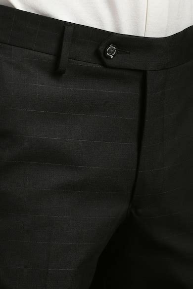 Buy Men Black Slim Fit Check Flat Front Formal Trousers Online ...