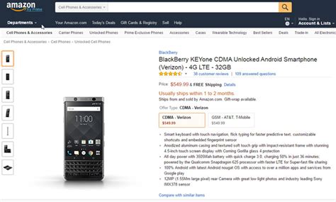 支持电信4G的黑莓KEYone CDMA版本已登陆Amazon-黑莓手机爱好者