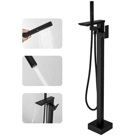 RUMOSE Matte Black Bathtub Filler Freestanding Tub Filler Floor Mount ...