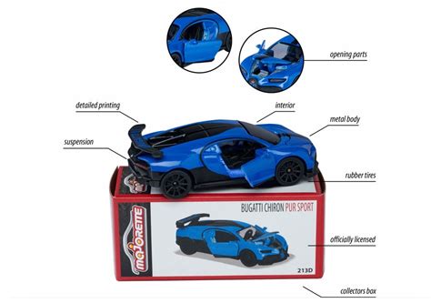 Bugatti Chiron Pur Sport Blue + collectors box - Deluxe Cars | Majoret ...