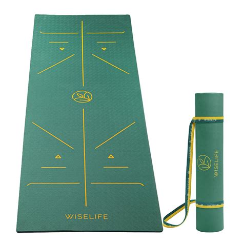 WiseLife TRU Alignment Yoga Mat + Sleek Yoga Strap for Men and Women ...