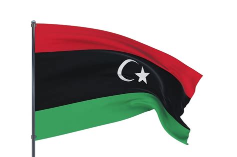 D illustration agitant des drapeaux du drapeau mondial de la libye ...