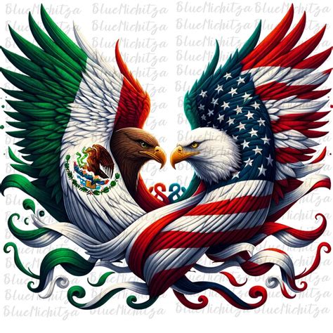 Mexico USA Eagles Flags Mexicanamerican Viva Mexico Png Design File ...