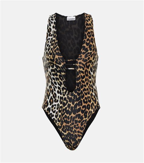 Leopard-print swimsuit in multicoloured - Ganni | Mytheresa