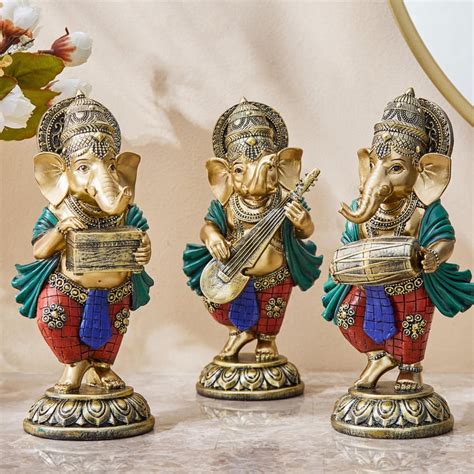Buy Alpana Polyresin Ganesha with Harmonium Figurine from Home Centre ...