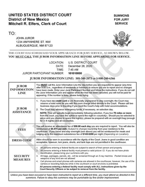 Juror Information | District of New Mexico | United States District Court