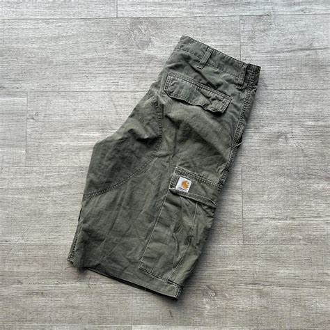 Khaki Green Carhartt Cargo Shorts Great Condition -... - Depop
