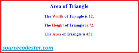 Area of Triangle Using Function in JavaScript 的图像结果