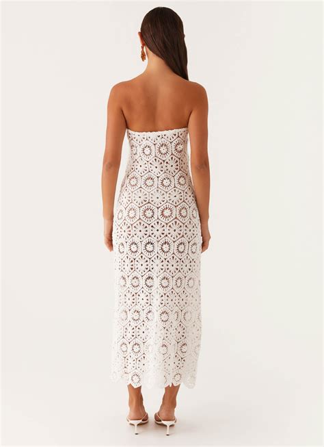 Kingsly Crochet Maxi Dress - White – Peppermayo