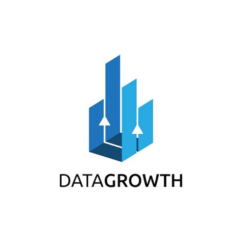 Blue data growth logo design template | Premium Vector
