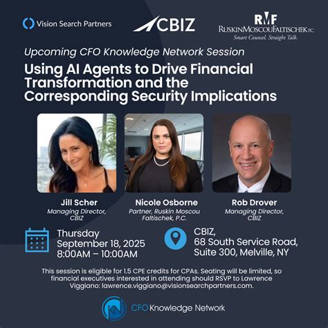 Upcoming CFO Knowledge Network Session: Using AI Agents to Drive Financial Transformation and ...