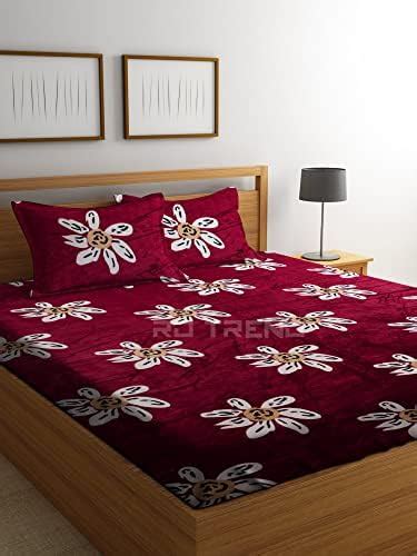 Buy RD TREND Cotton King Size Elastic Fitted Double Bedsheet (72 X 78 X ...