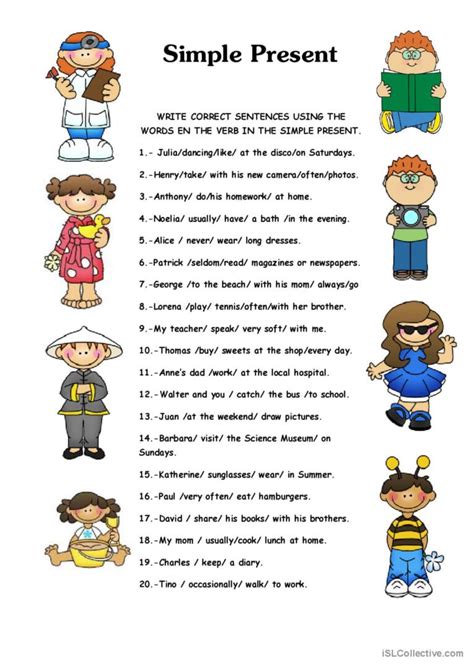 Image result for Present Simple Writing Practice