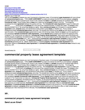 Fillable Online commercial property lease agreement template Fax Email ...