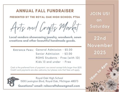 Royal Oak High School Arts and Crafts Market, 1500 Lexington, Royal Oak ...